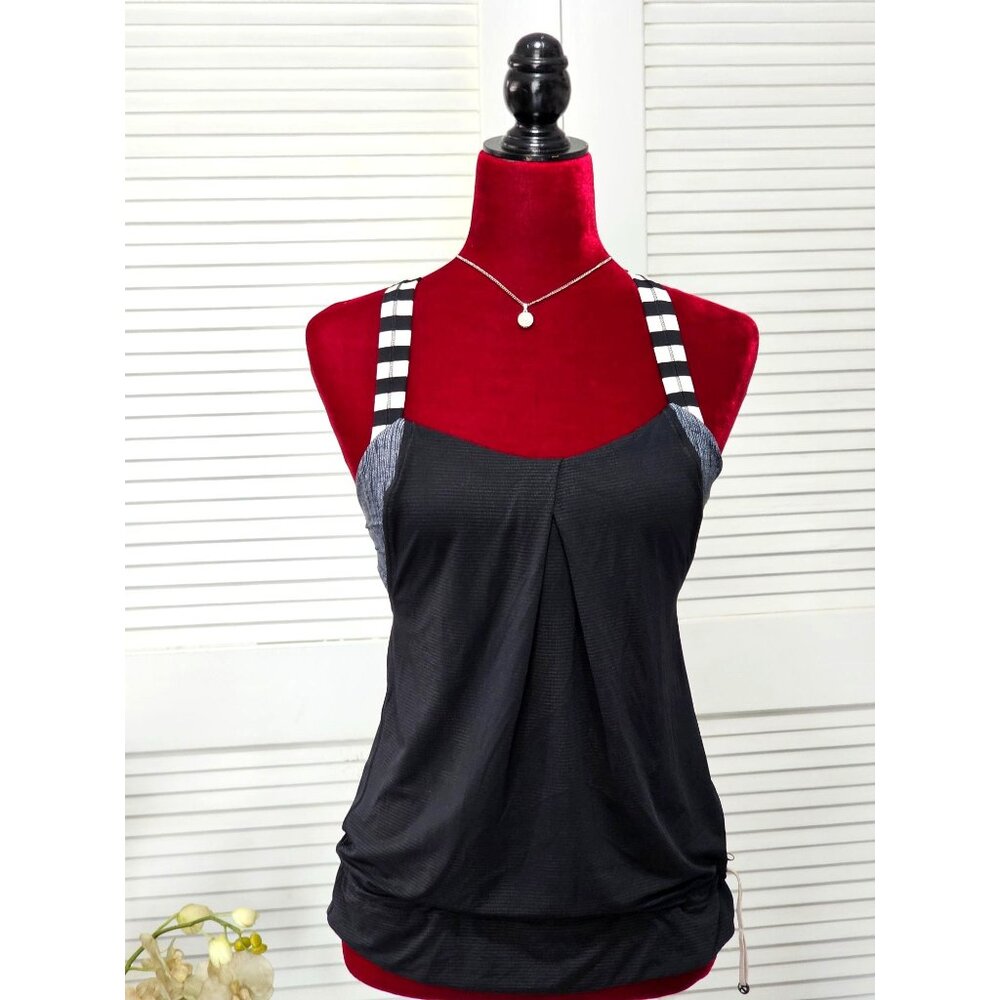 Lululemon Women's Rest Less Black Striped Strap Tank Top Size 4 150
